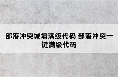 部落冲突城墙满级代码 部落冲突一键满级代码